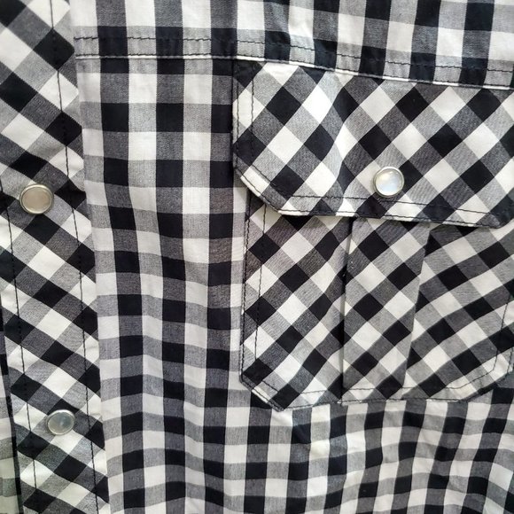 Green Tek Men Button Up Shirt XL White Check Pearl Snap Western - Picture 8 of 8